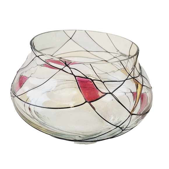 PartyLite Mosaic Calypso 2" Glass Red/Gold Tealight Votive Candle Holder BOHO - Picture 1 of 6